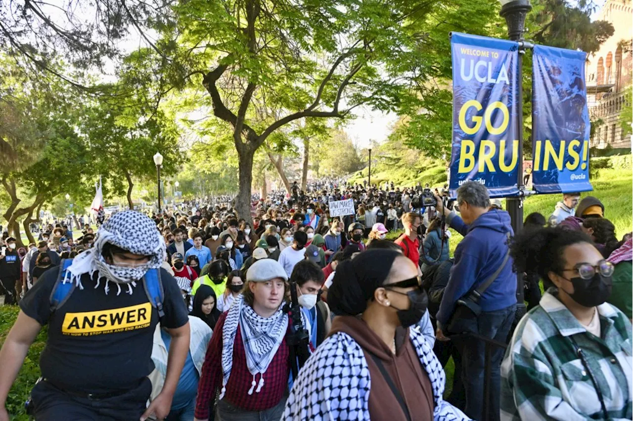 UCLA issues dispersal order as pro-Palestinian demonstrators rally in front of encampment