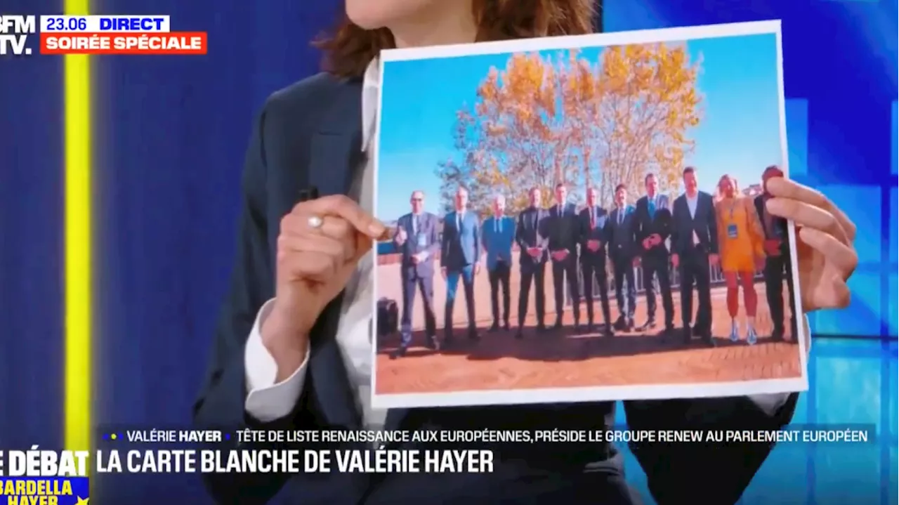 Face à Bardella, Hayer brandit une photo qui illustre les galères du RN avec ses alliés européens