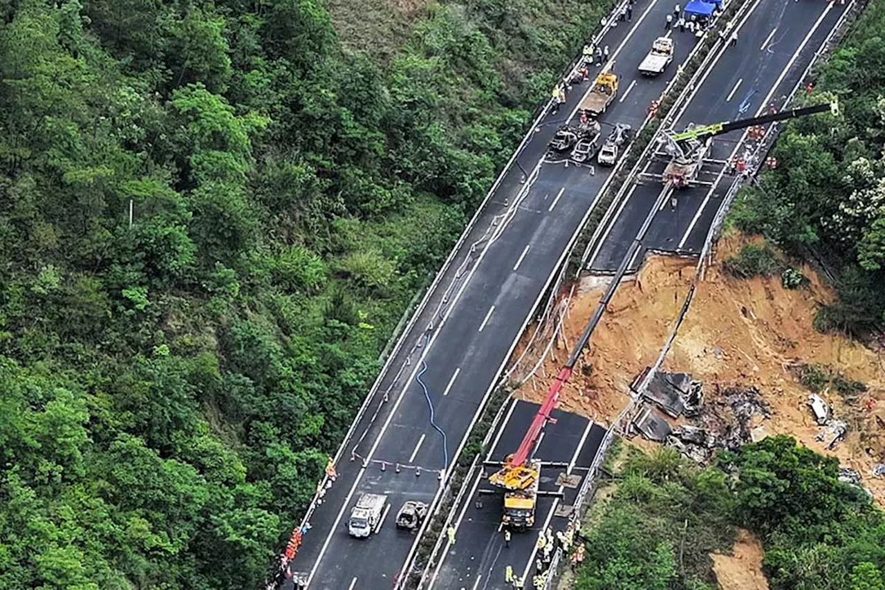 China highway collapse kills 36, sends over 20 cars down a steep slope