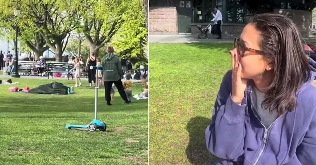 En pleno picnic un grupo de amigas grabaron a una pareja teniendo intimidad bajo una frazada