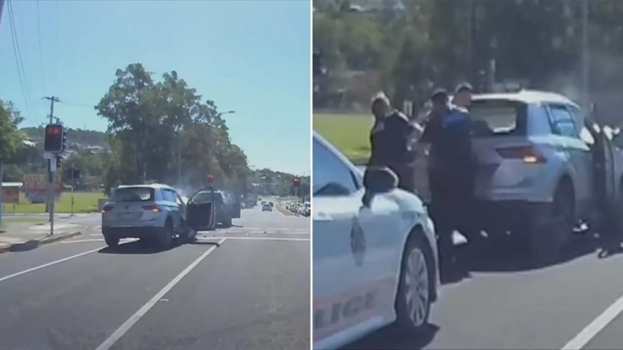 Dashcam footage captures arrest of man driving erratically in Upper Mount Gravatt, Queensland