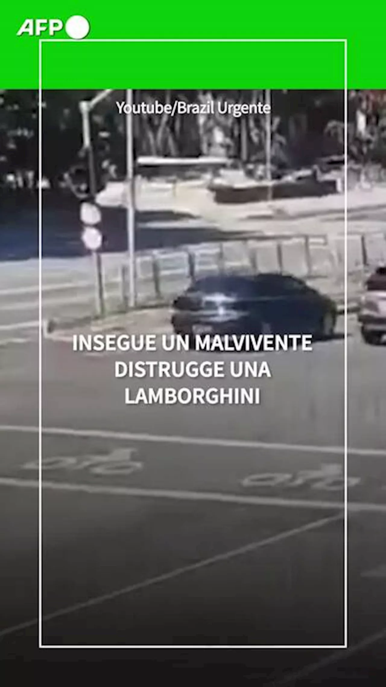 Insegue un malvivente, distrugge una Lamborghini