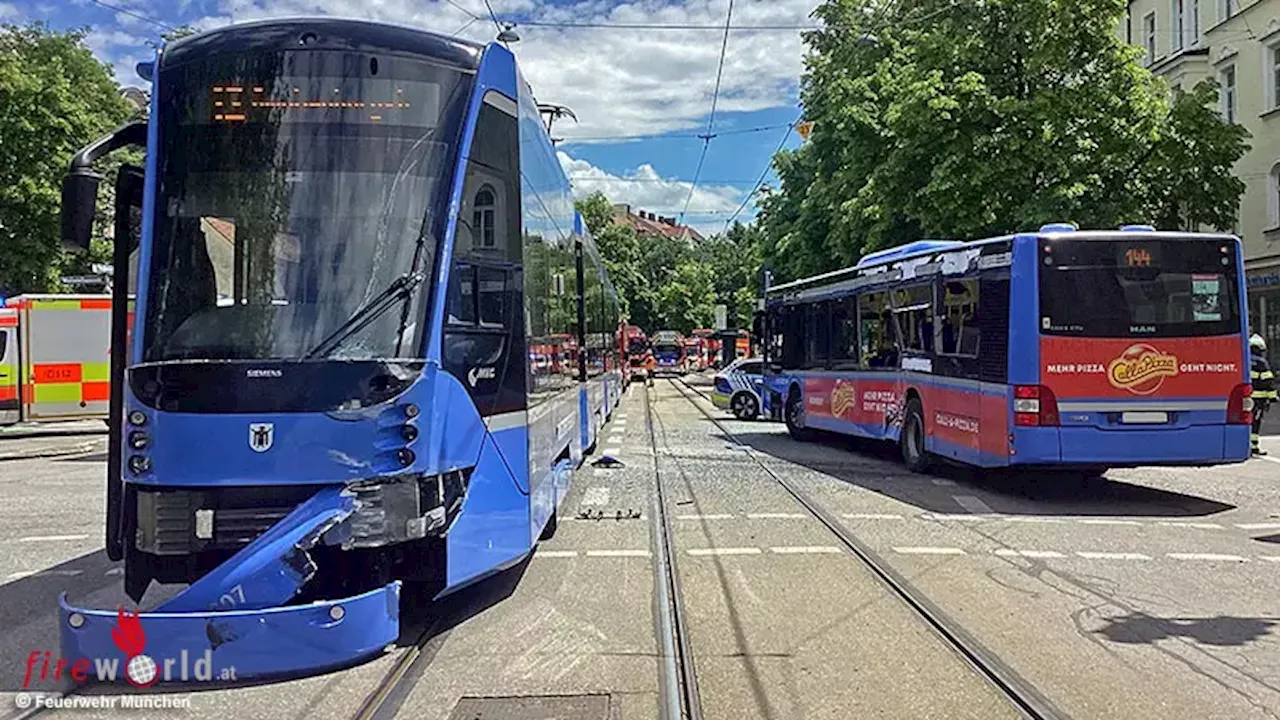 Bayern: Unfall zwischen Tram und Bus in München → 10 Verletzte