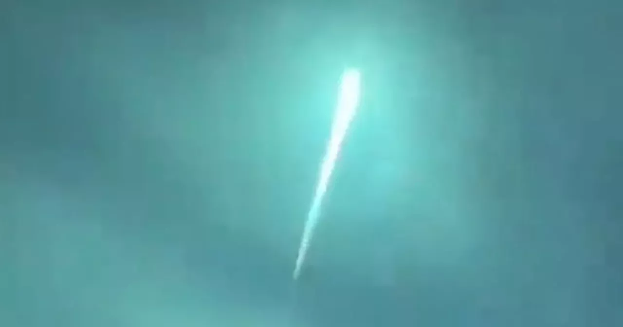 Incredible moment giant meteor travelling at 1,700mph turns night sky blue