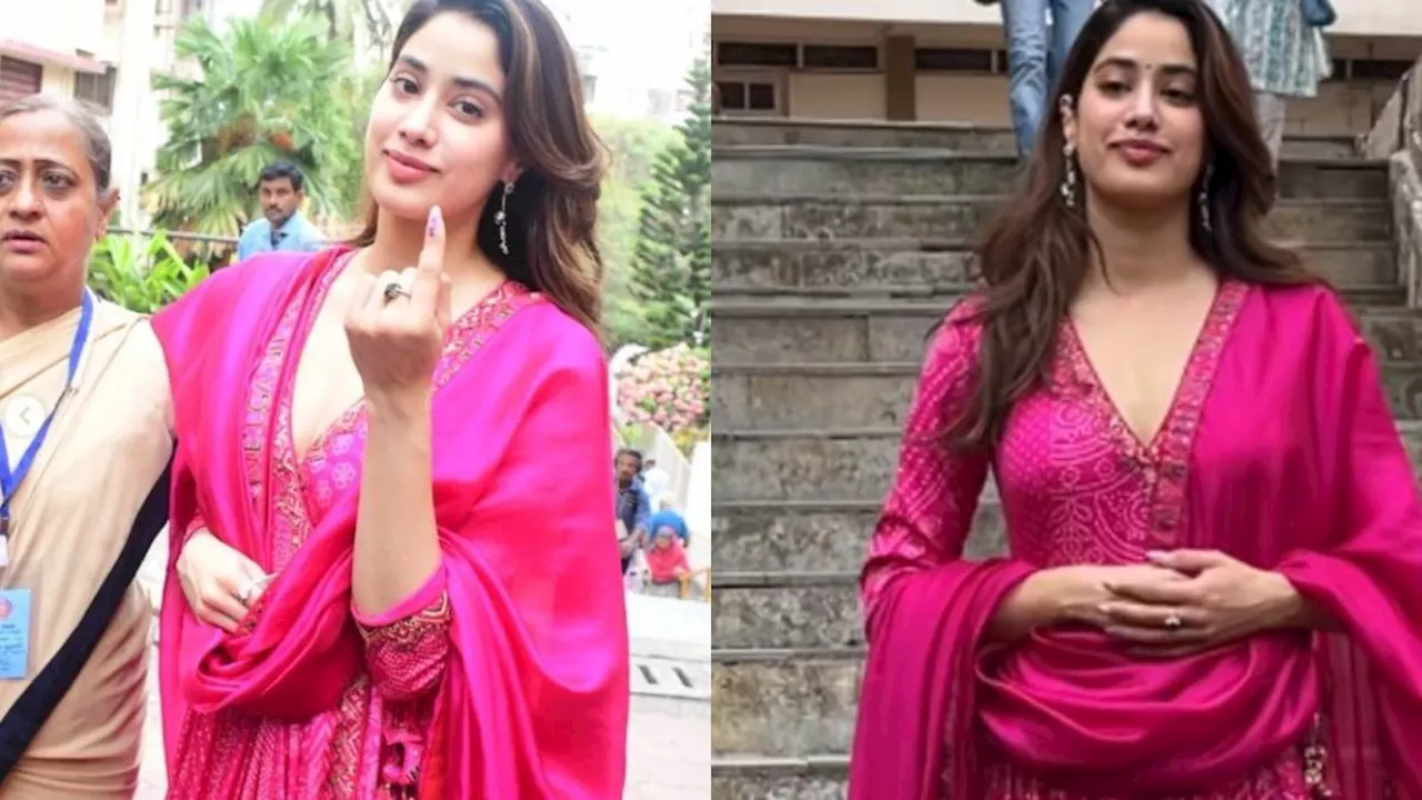 अनारकली सूट पहन मतदान करने पहुंचीं Janhvi Kapoor, दुपट्टे पर लिखे इन खास अक्षरों ने खींचा लोगों का ध्यान