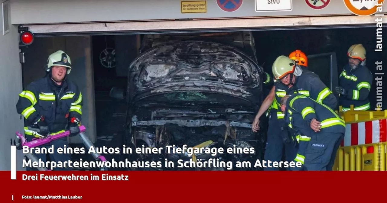 Brand eines Autos in einer Tiefgarage eines Mehrparteienwohnhauses in Schörfling am Attersee