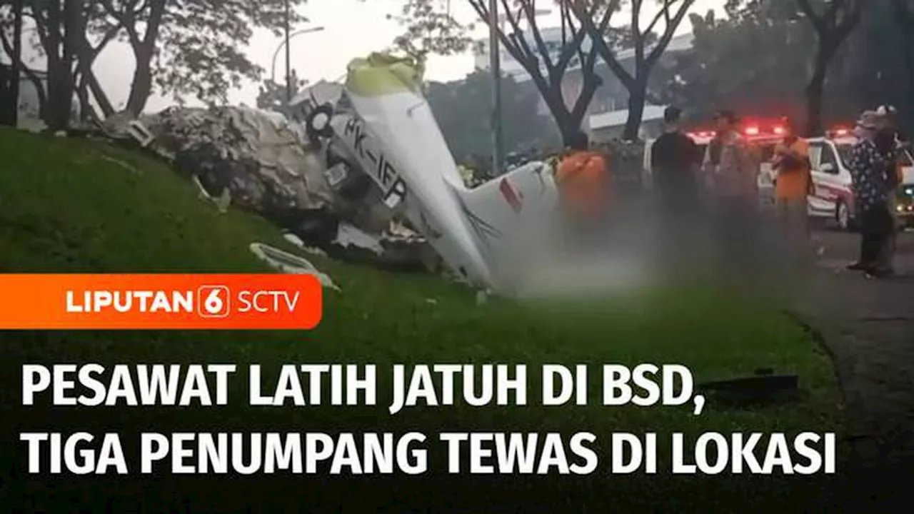 VIDEO: Pesawat Latih Terjatuh di BSD, Tiga Penumpang Pesawat Tewas di Lokasi Kejadian