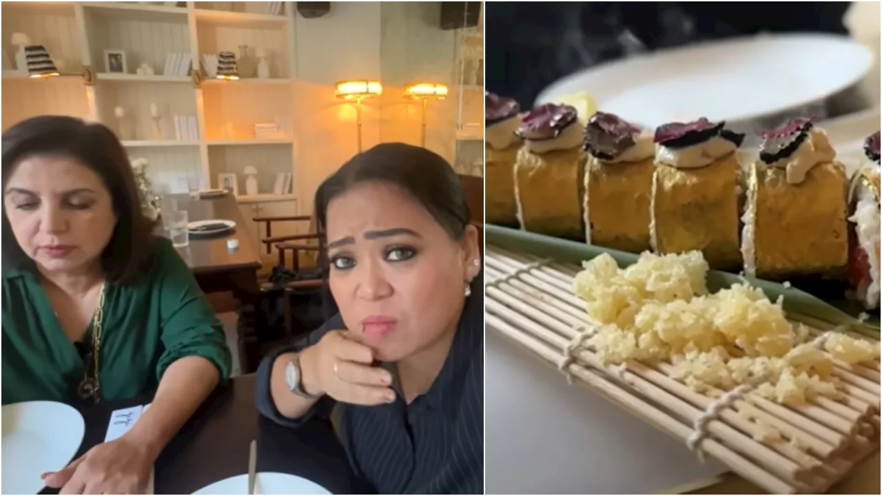 Farah Khan Bharti Singh Lunch: फराह खान ने भारती को खिला दी सोने की Sushi...डेढ़ लाख का केक, VIDEO