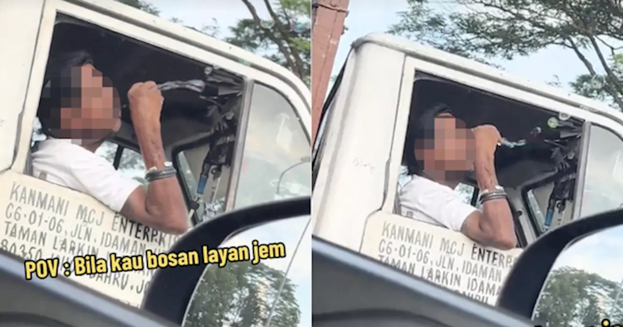 Video Shows A Lorry Driver Blowing Bubbles While Waiting At Traffic Light