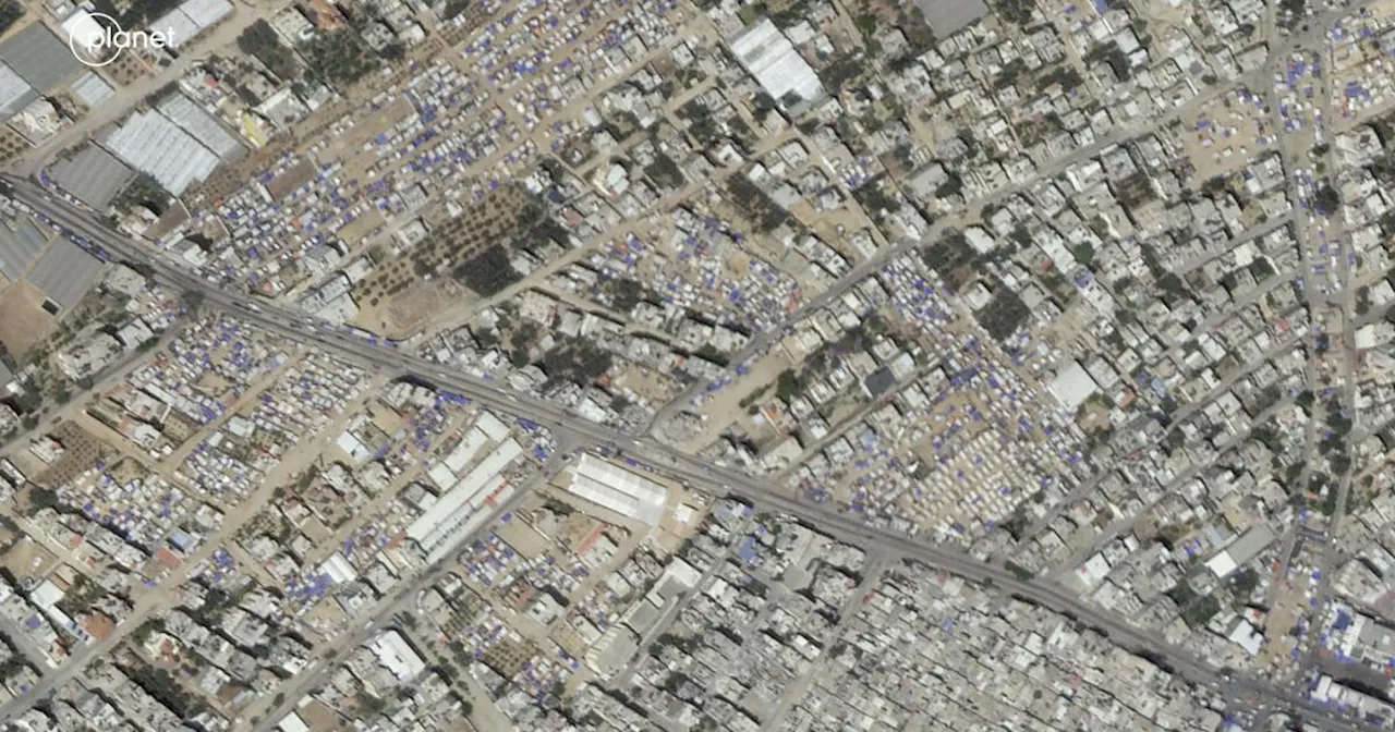 Imágenes satelitales muestran un gran éxodo de palestinos de Rafah ante invasión israelí