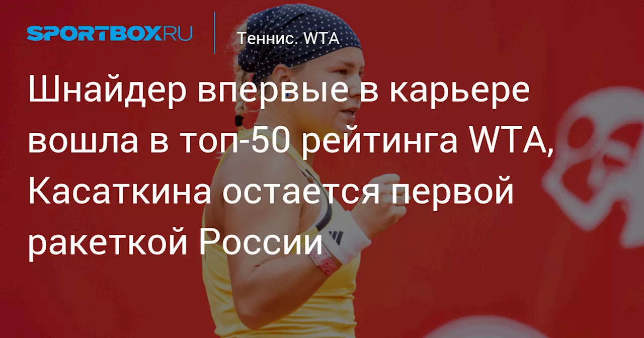 Шнайдер впервые в карьере вошла в топ‑50 рейтинга WTA, Касаткина остается первой ракеткой России