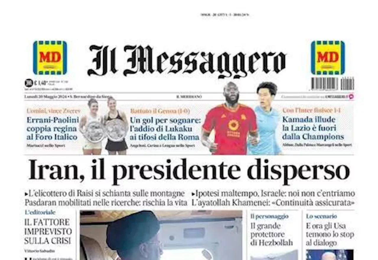 Il Messaggero apre: 'Un gol per sognare, l'addio di Lukaku ai tifosi della Roma'