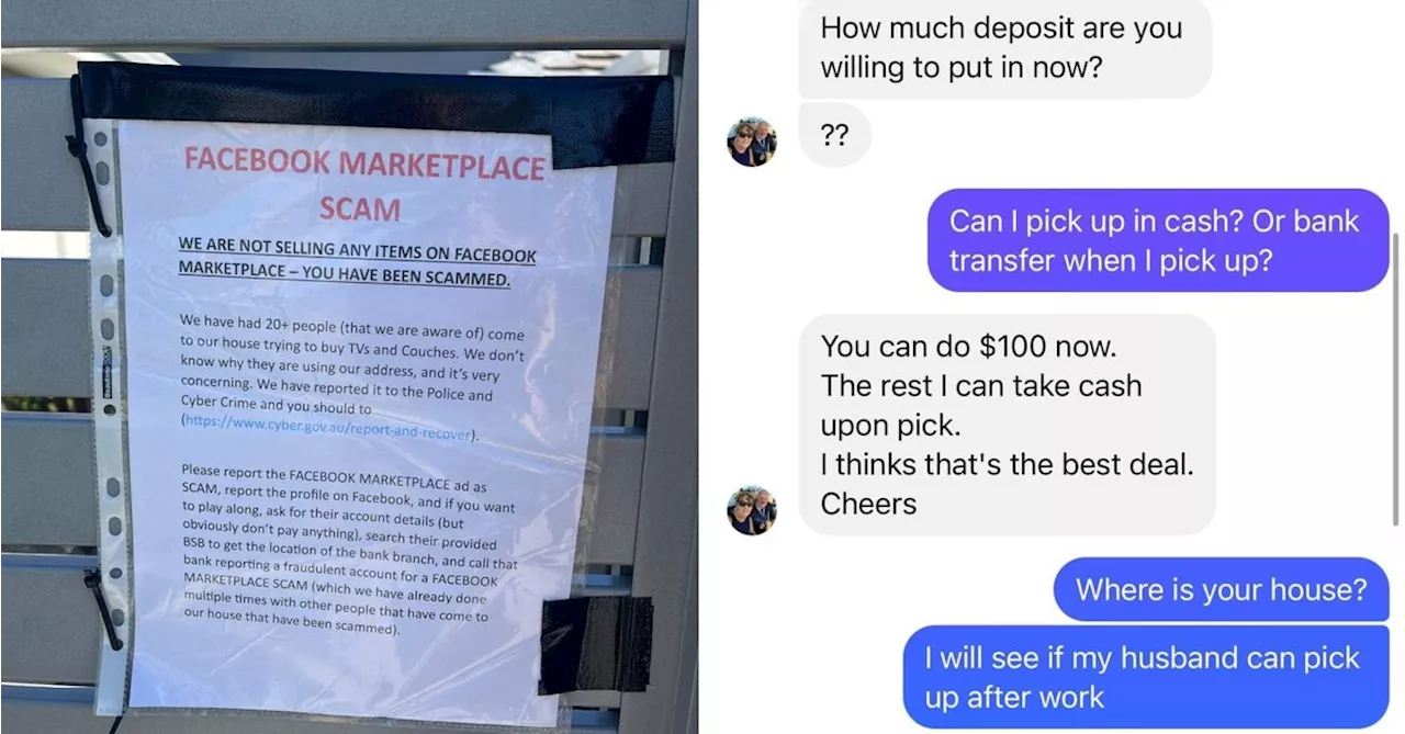 Perth resident forced to erect sign after Facebook marketplace scam victims sent to their home