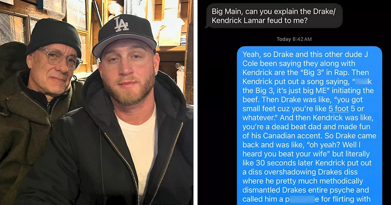 Tom Hanks’ Curiosity About Drake-Kendrick Lamar Rap Feud Produces Hilarious Text Convo With Son