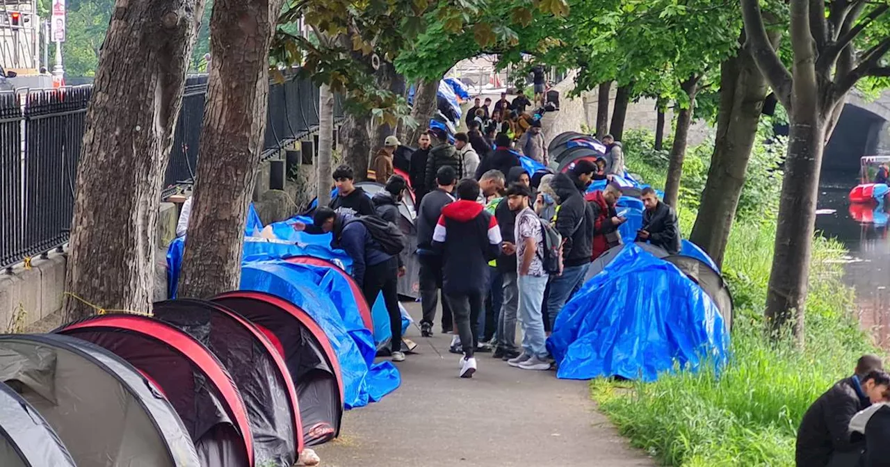 Tents on Dublin canal are cleared again as almost 100 refugees are offered accommodation