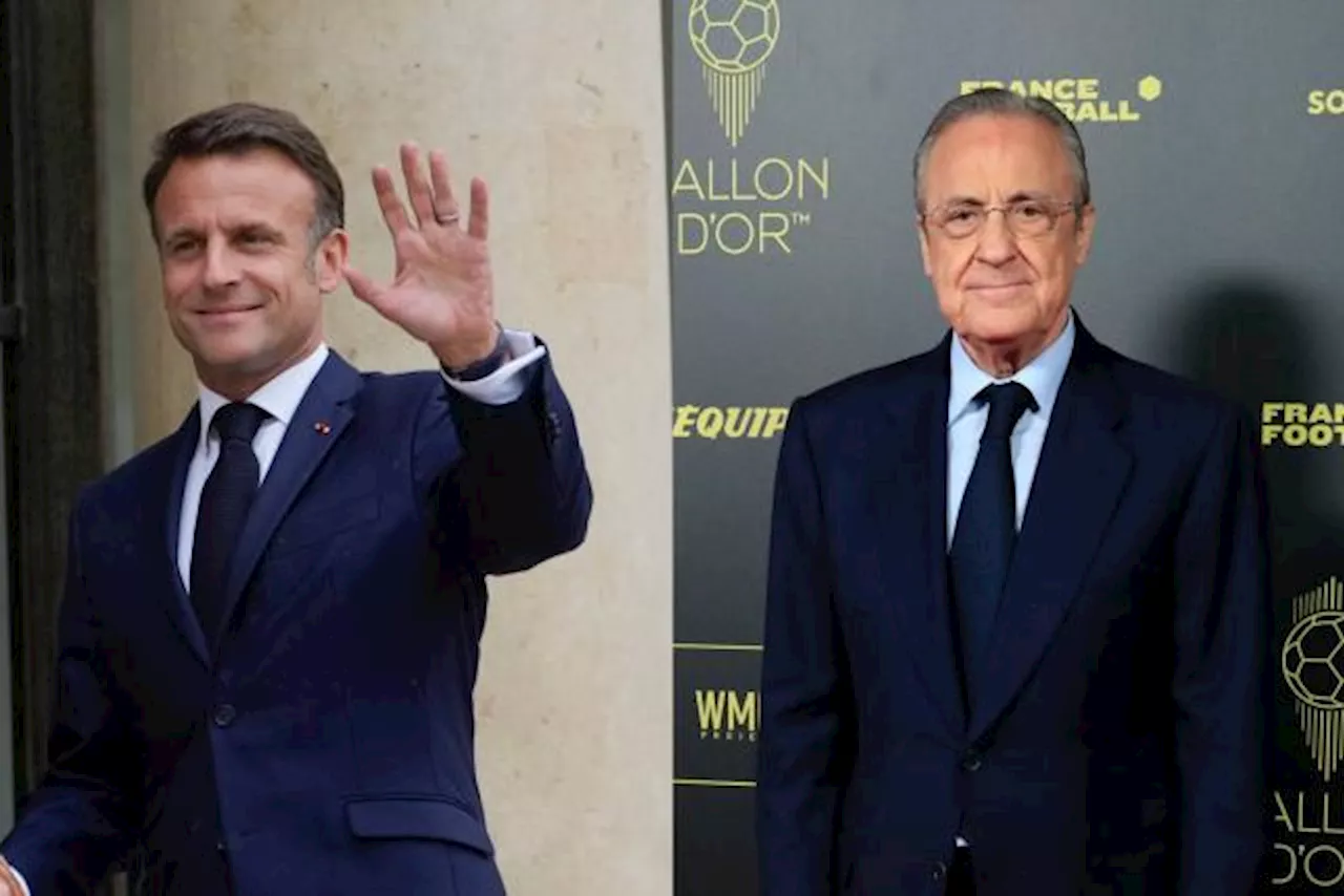 À l'occasion d'un déjeuner, Emmanuel Macron veut convaincre le président du Real, Florentino Perez, de libé...