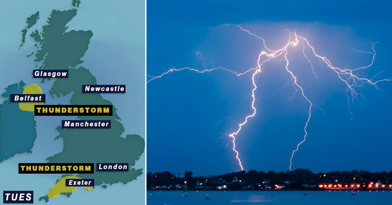 Map reveals when and where thunderstorms will hit the UK today