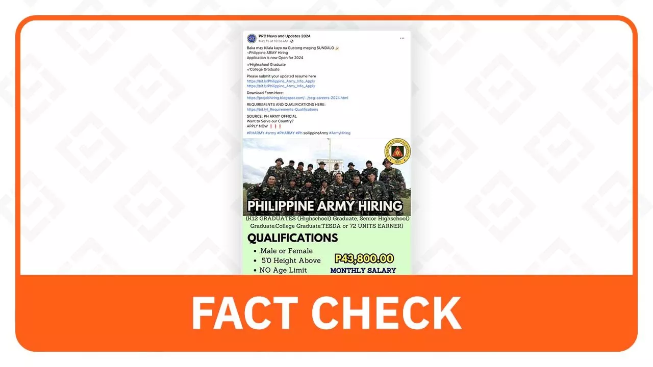 FACT CHECK: Facebook post contains fake links for PH Army application