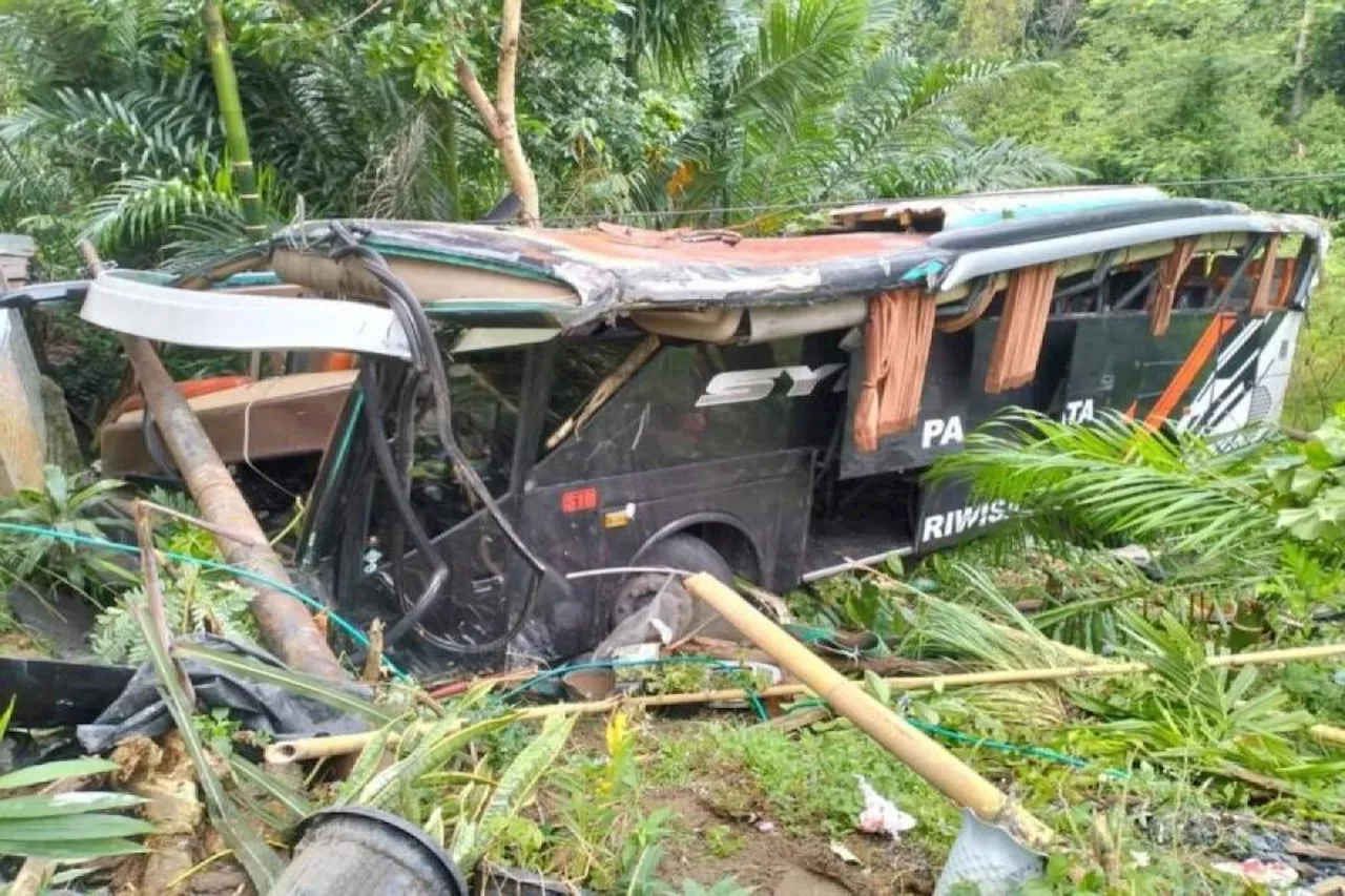 Bus study tour asal Pesisir Barat masuk jurang di Tanggamus Lampung