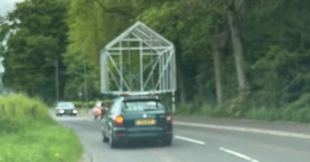 Car seen with greenhouse frame attached to roof leaving Fife locals in stitches