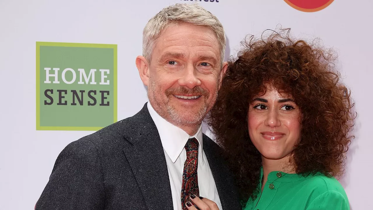 Martin Freeman, 52, makes a rare red carpet appearance with glamorous girlfriend Rachel Benaissa,...