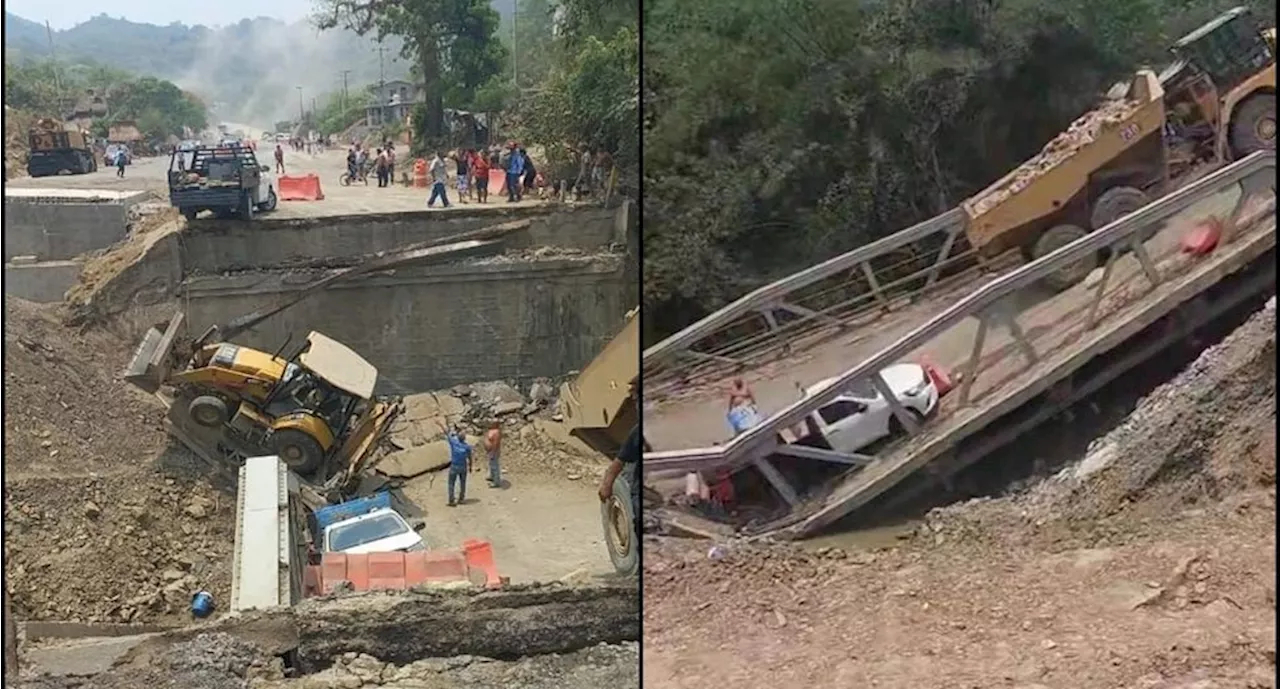 Colapsa puente vehicular en carretera Tamazunchale-Matlapa en San Luis Potosí