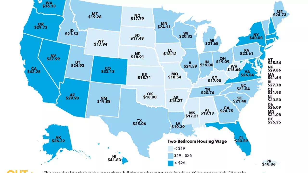 This map shows how much you need to earn to afford rent in California