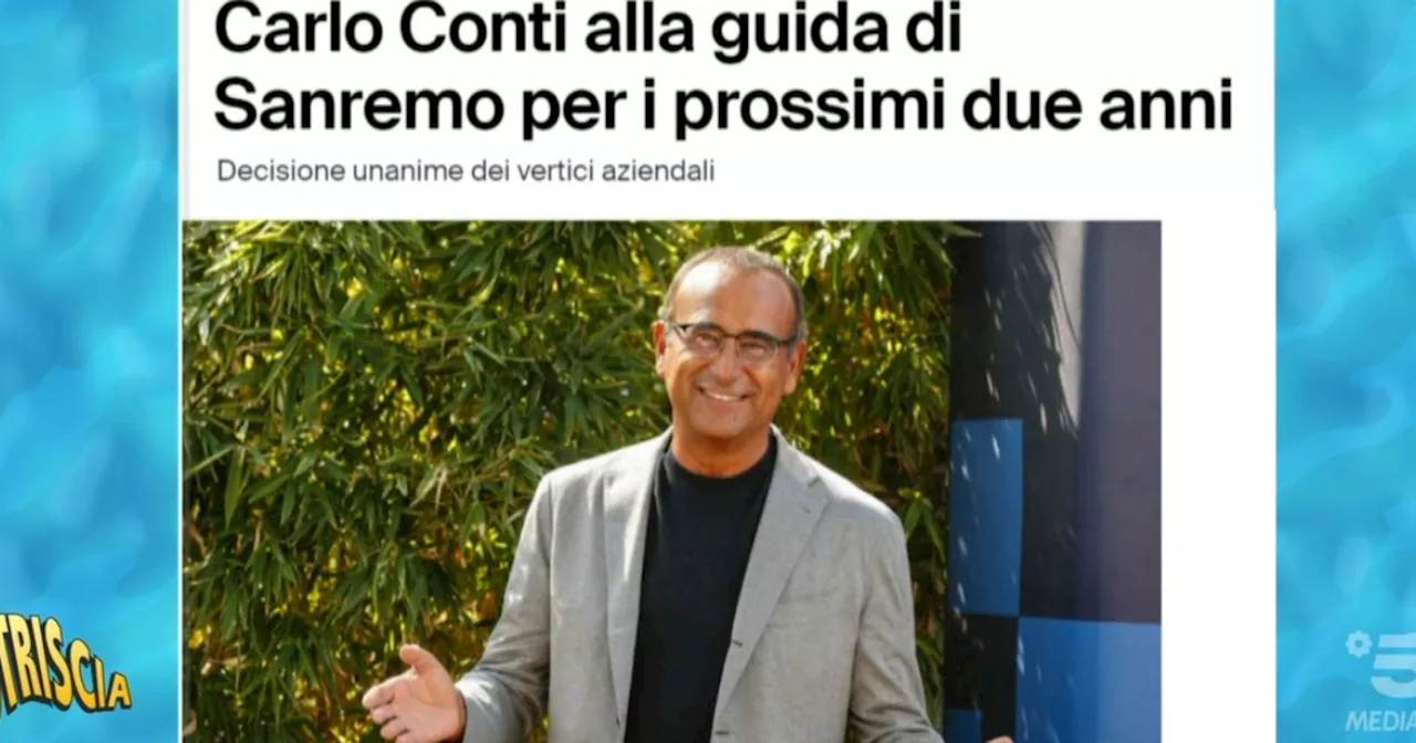 Striscia la notizia contro Carlo Conti: &#034;Sicuro che resta 2 anni?&#034;