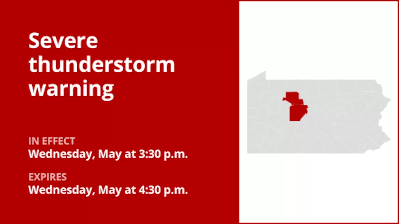 Damaging winds expected with thunderstorms in Clearfield and Elk counties Wednesday