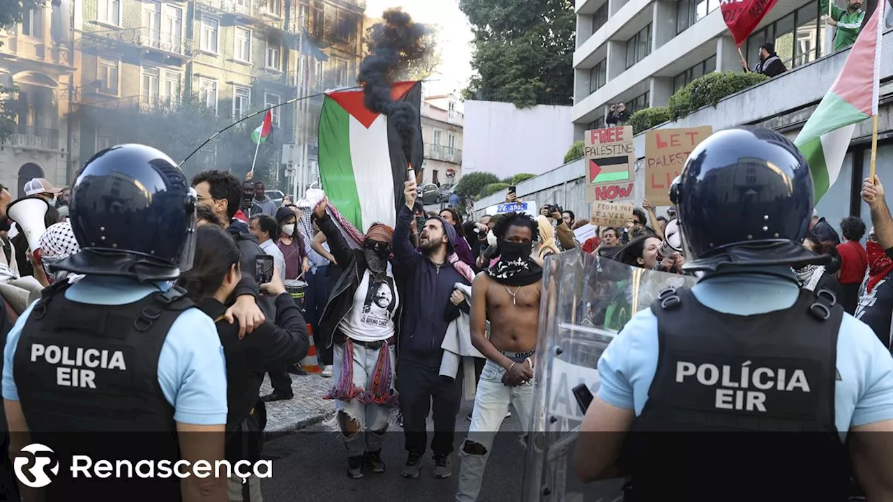 Tensão entre polícia e ativistas pró-Palestina na celebração em Lisboa da fundação de Israel