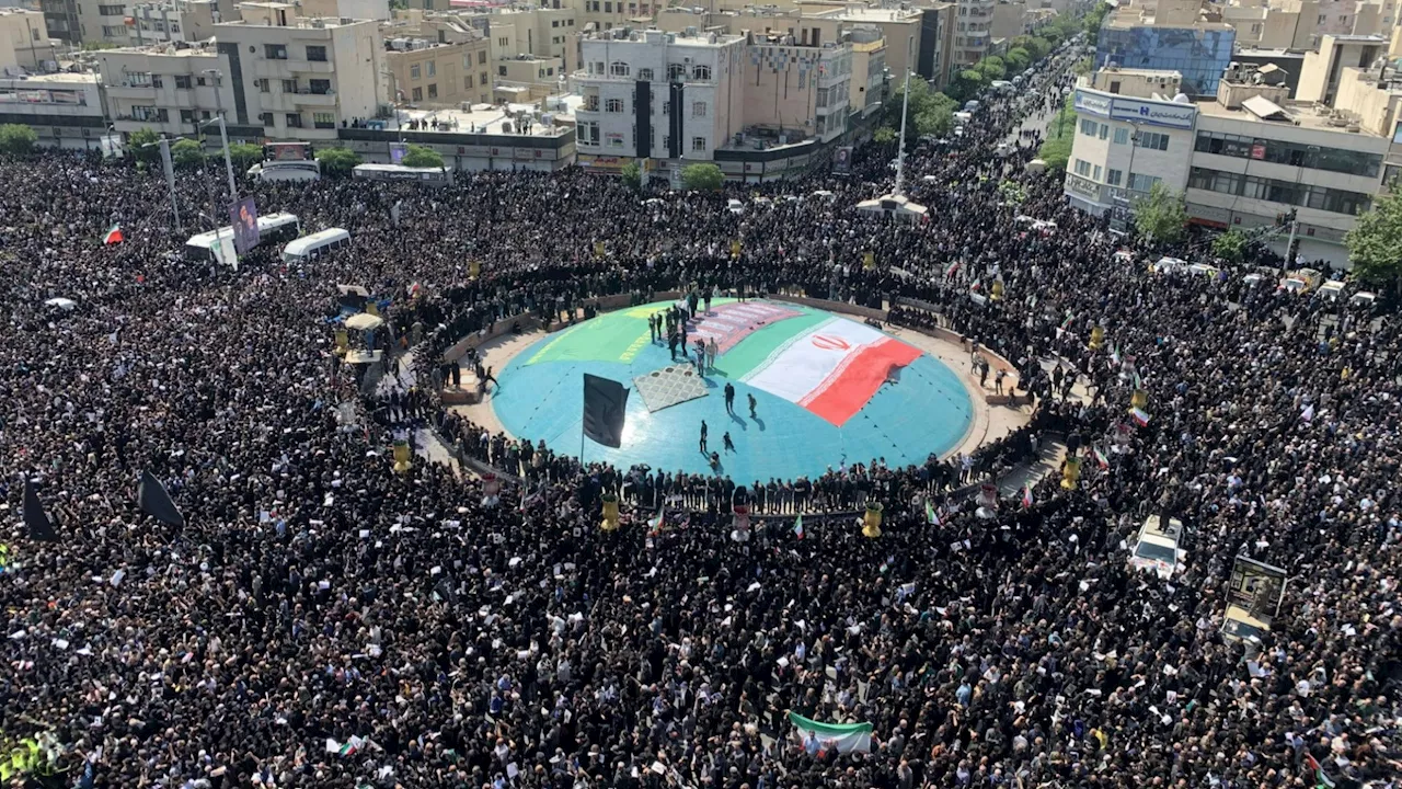 ‘Death to Israel’ chants as Ayatollah leads huge funeral service for Iran ‘butcher’ president killed in cho...