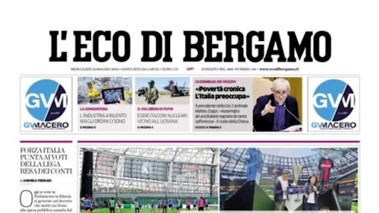 L'Eco di Bergamo in prima pagina: 'Atalanta, la grande finale di Europa League'