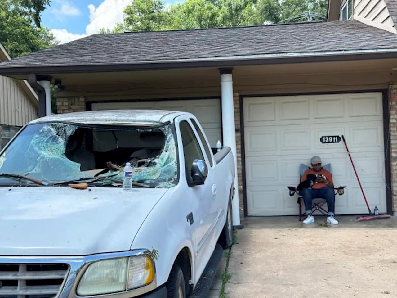 Head of FEMA tours deadly storm damage in Houston area as more residents get power back