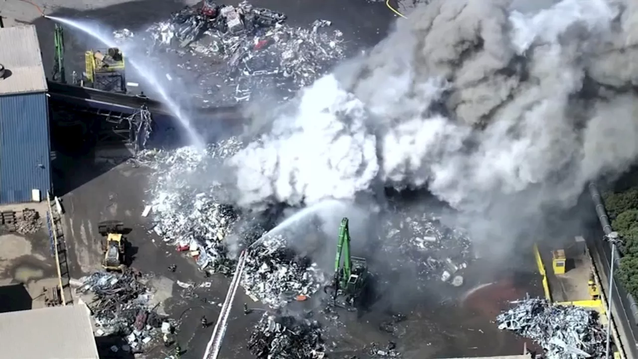 Large fire breaks out at Redwood City metal recycling facility, impacting air quality