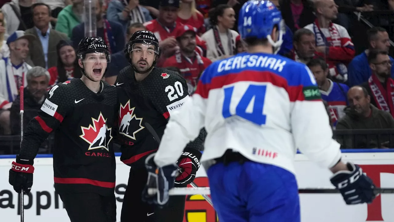 Canada beats Slovakia 6-3, Switzerland tops Germany 3-1 to reach semifinals at hockey worlds