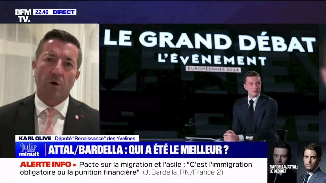 Débat Gabriel Attal/Jordan Bardella: 'On ne s'improvise pas Premier ministre' réagit Karl Olive