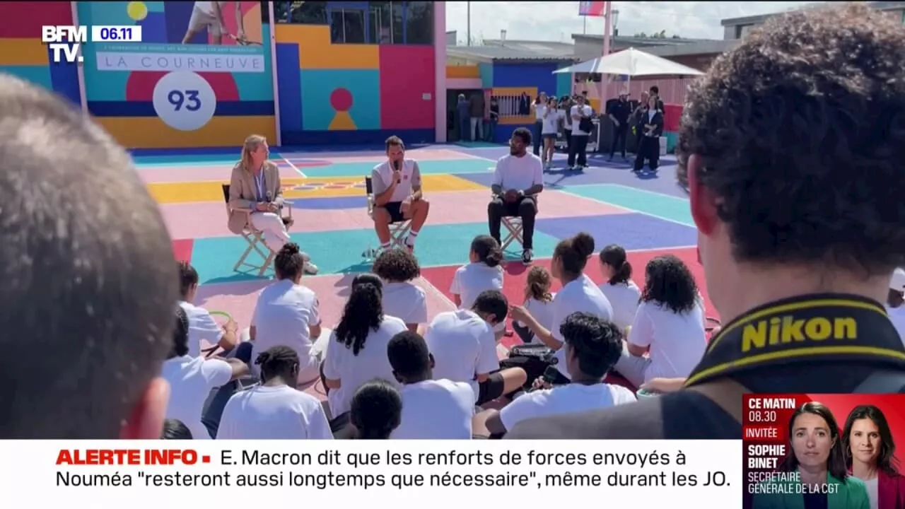 Roger Federer et Yannick Noah ont inauguré un court de tennis à La Courneuve