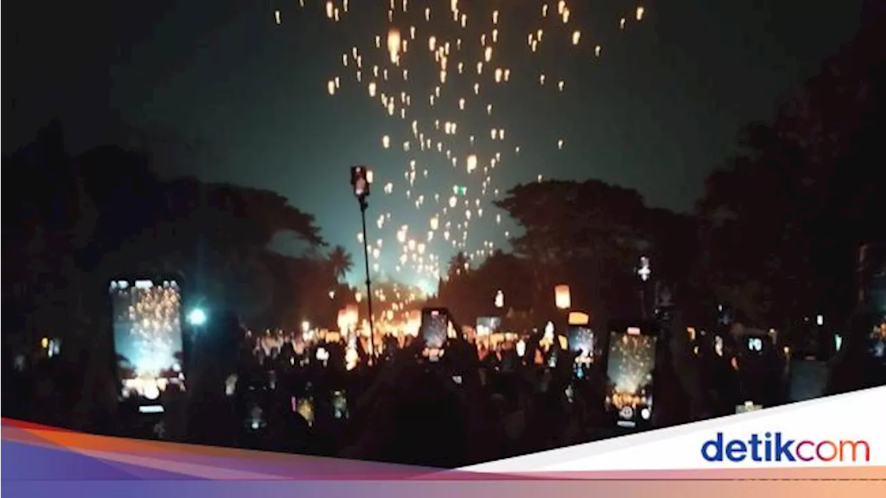 Cantiknya Langit di Atas Candi Borobudur Dihiasi Ribuan Lampion