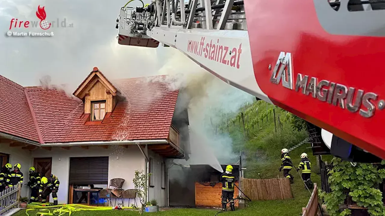 Stmk: Brennende Gartensauna erfasst Wohnhausdachstuhl in Stainz