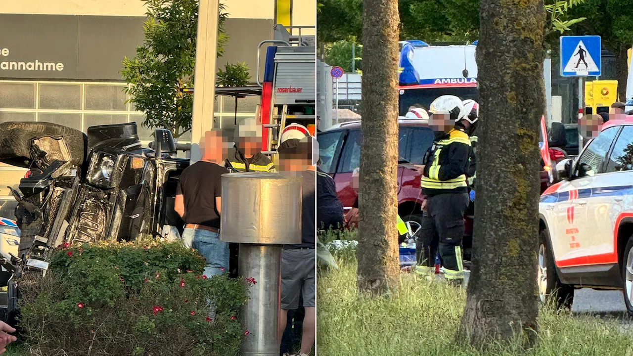 Auto überschlagen – heftiger Unfall fordert 4 Verletzte