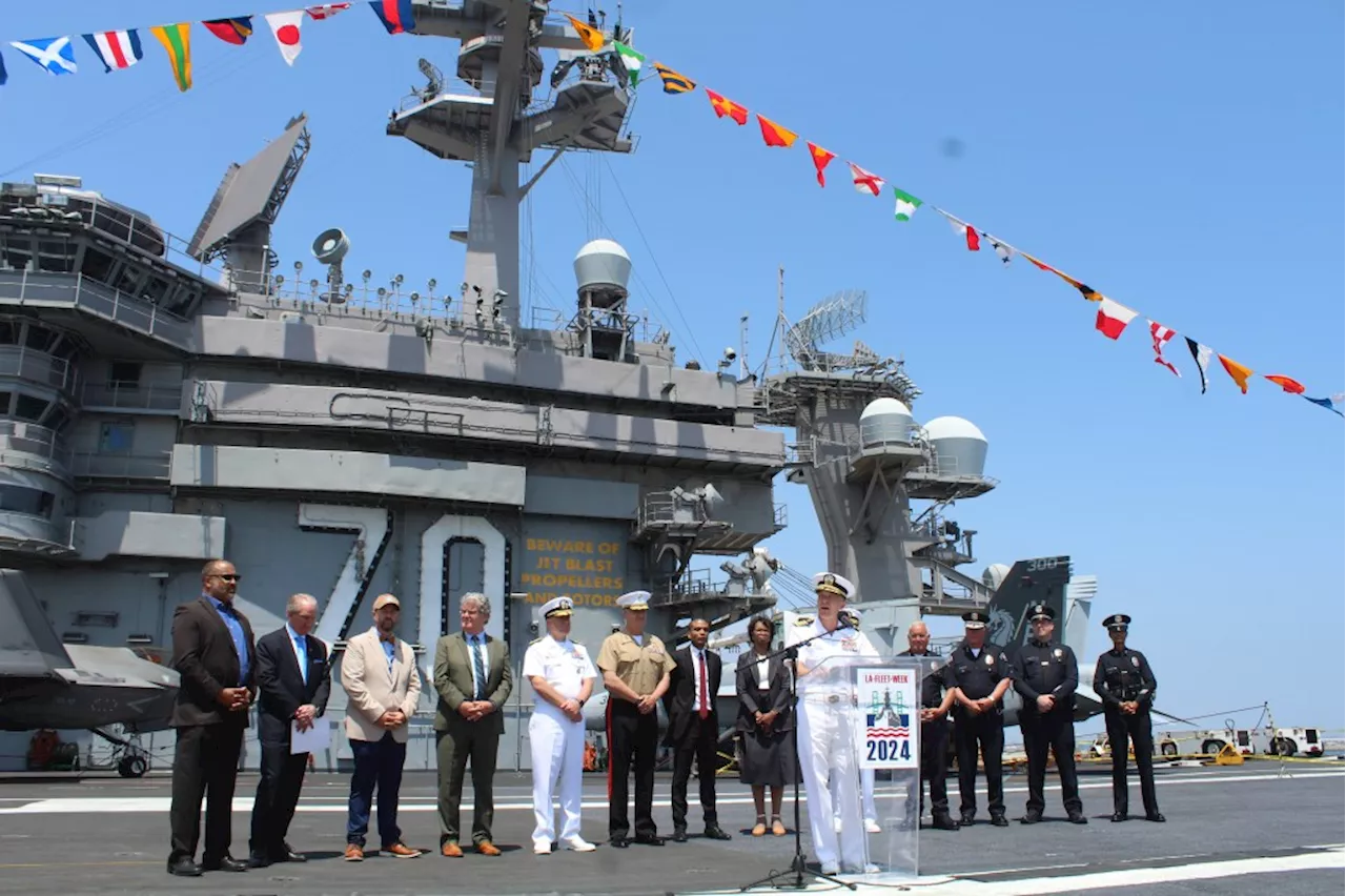 LA officials, military leaders kick off 9th annual LA Fleet Week aboard USS Carl Vinson