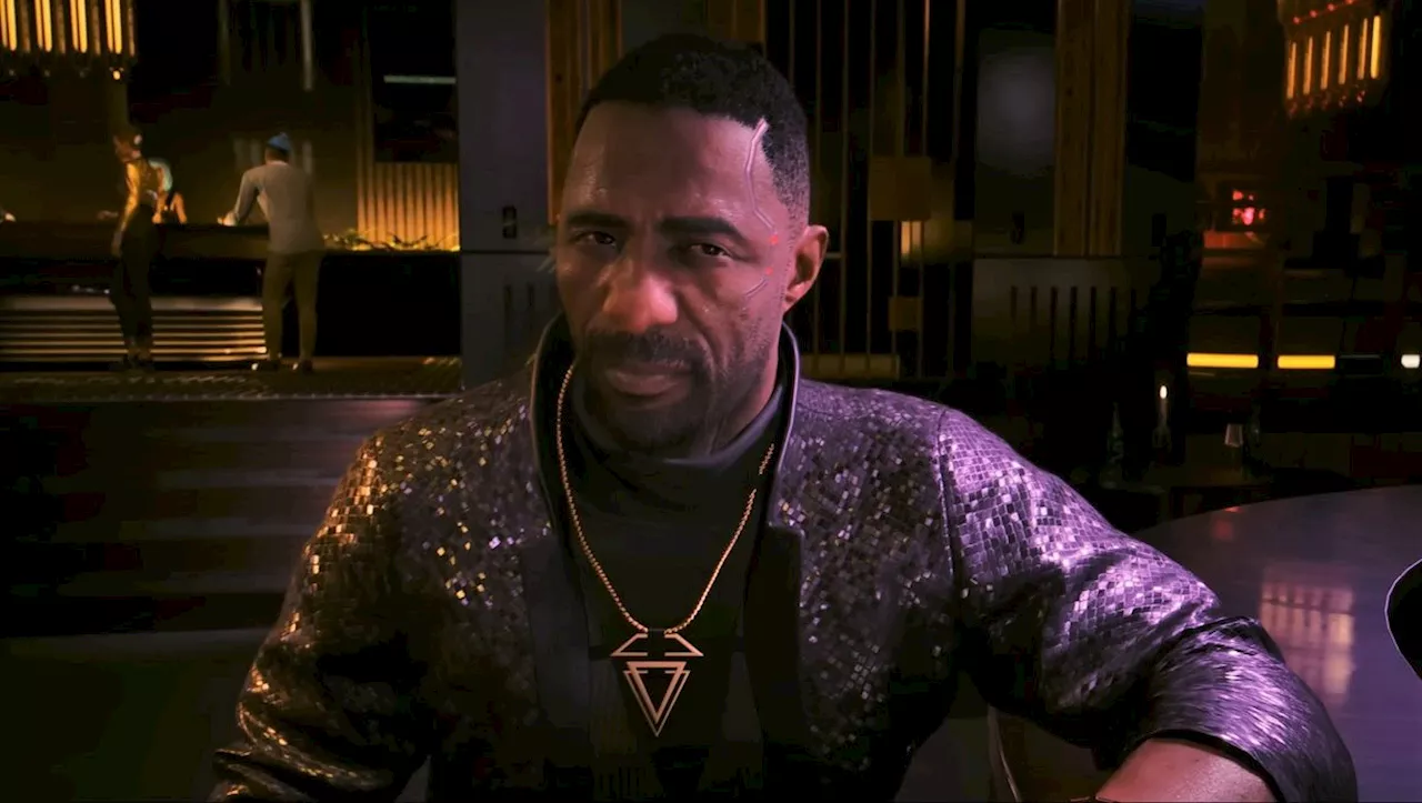 It turns out you can find Idris Elba's Cyberpunk 2077 character hanging out and working a regular job in Night City before the expansion starts