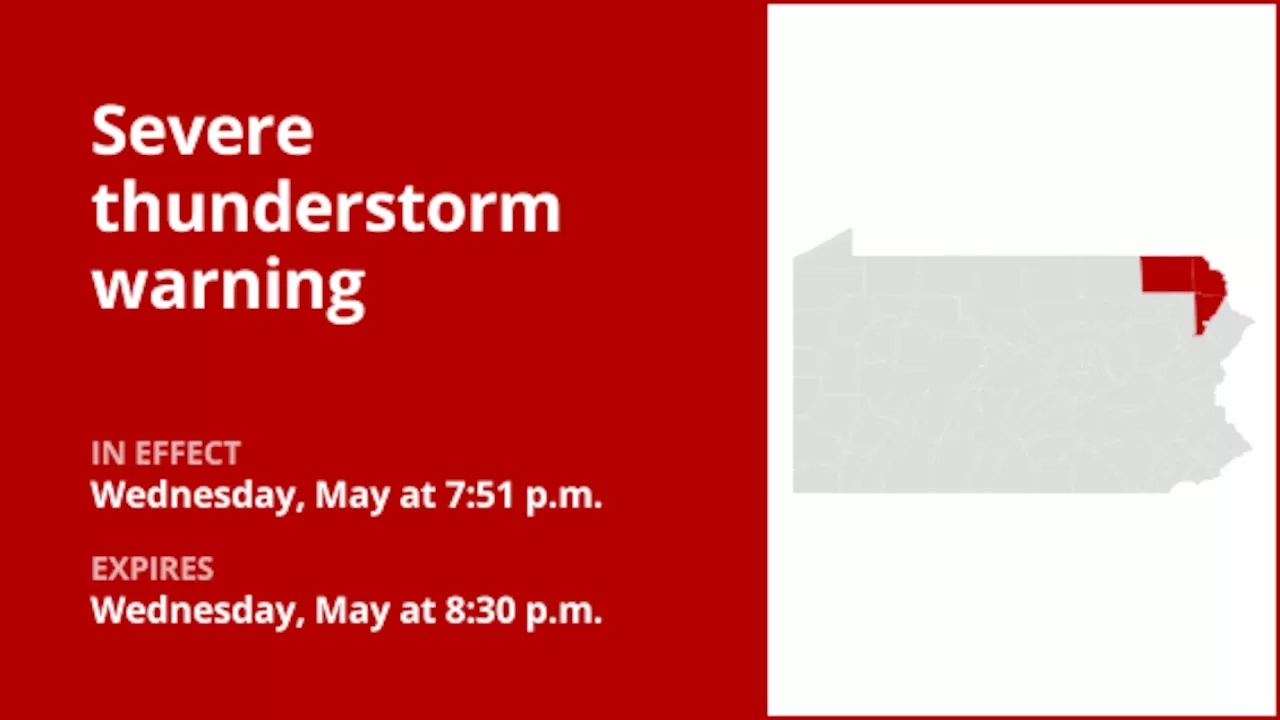 Thunderstorms with damaging winds and quarter-sized hail to hit Susquehanna and Wayne counties Wednesday