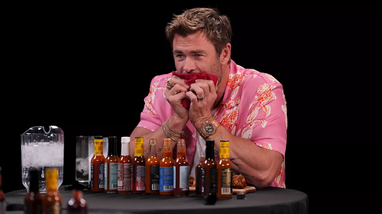 It might have been harder for Chris Hemsworth to conquer Hot Ones than the Fury Road