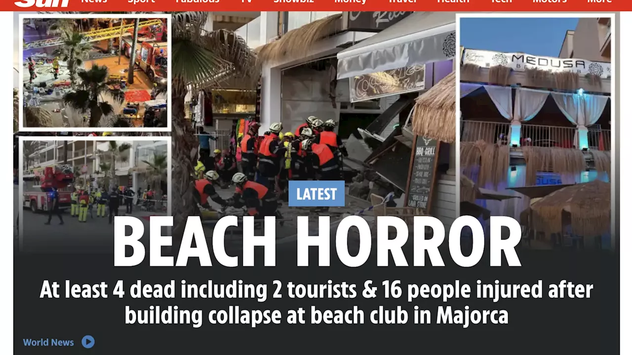 La prensa inglesa y alemana destacan en portada la tragedia de Palma: 'Horror en Mallorca'