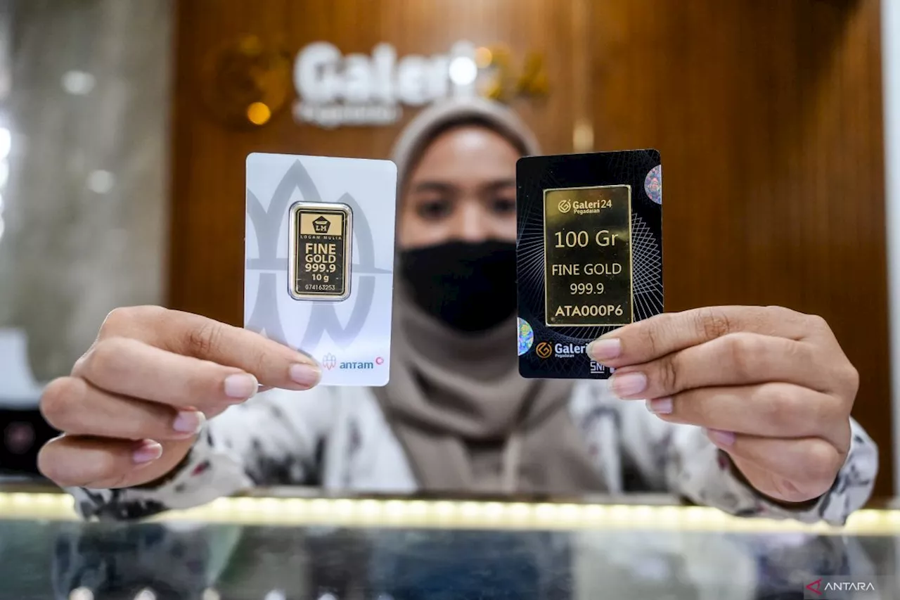 Harga emas Antam merosot Rp20 ribu jadi Rp1,325 juta per gram