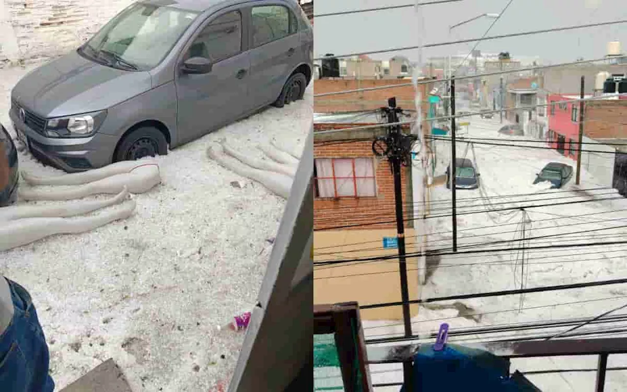 Reportan fuerte granizada en Puebla; la capital se cubre de blanco