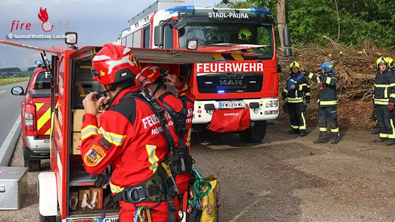 Oö: Rund 25 m abgestürzter Schatzsucher durch Höhenretter der Feuerwehr aus Steilhang in Lambach gerettet