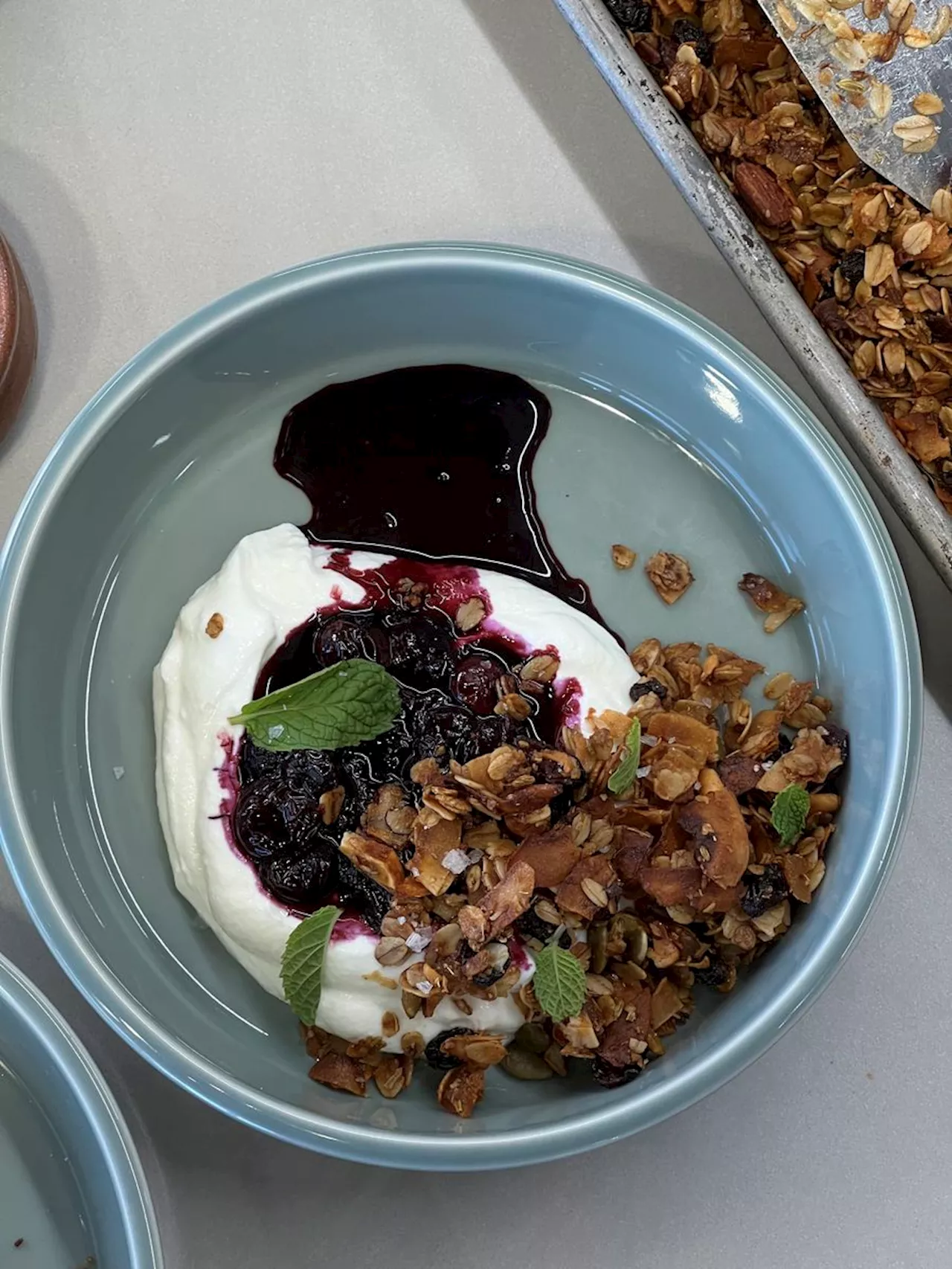 Nutty Fennel Granola with Blueberry Compote from Elena Besser Recipe on Food52