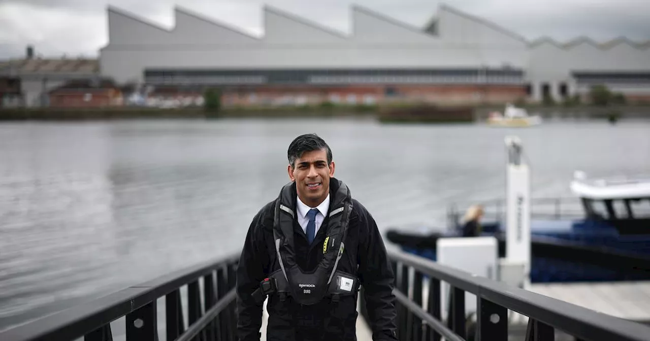 Sunak follows up Downing Street soaking by a visit to site of Titanic